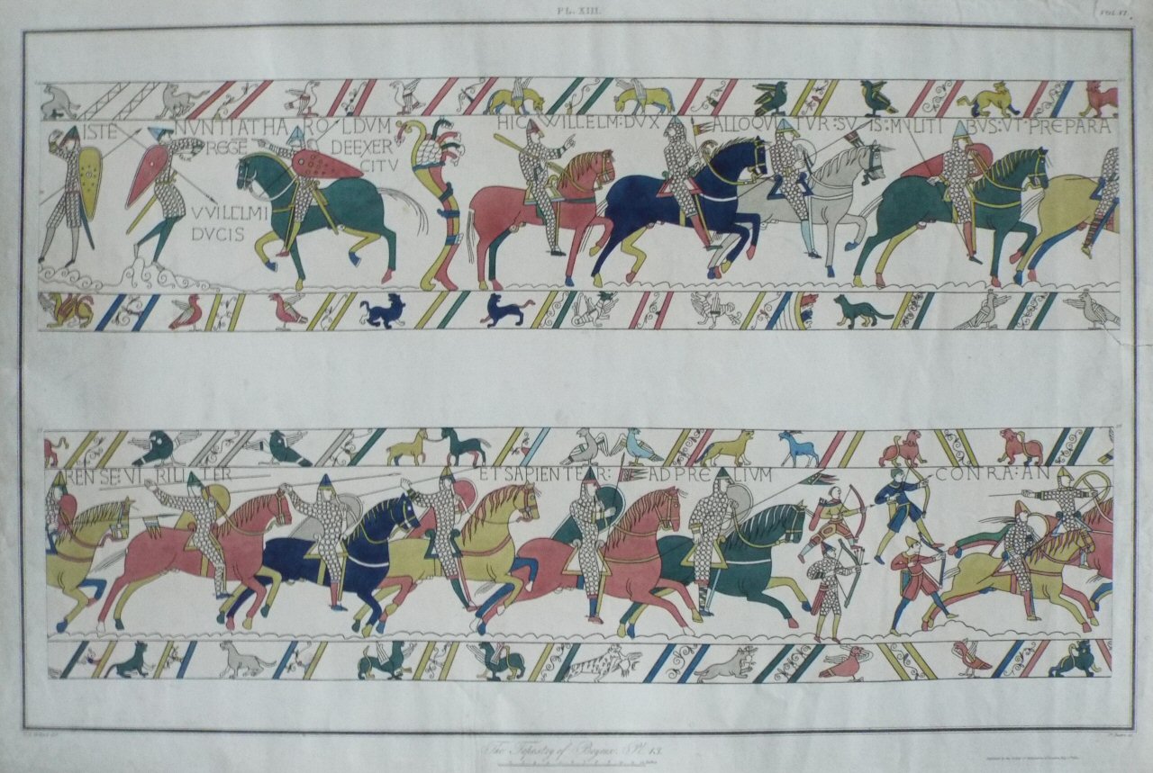 Aquatint - The Tapestry of Bayeux. Pl.XIII - Basire